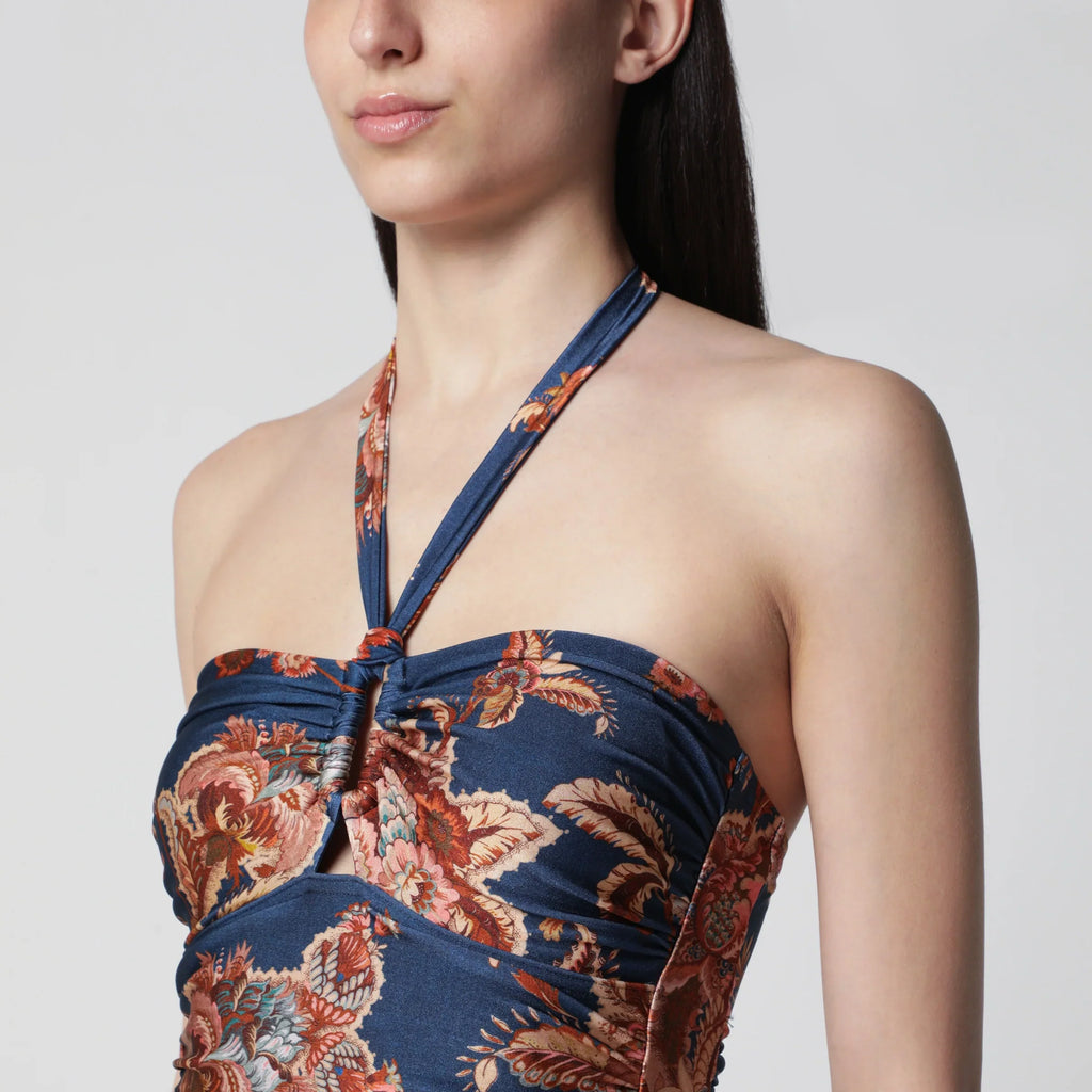 ZIMMERMANN - Aster Navy Jacobean one-piece swimsuit