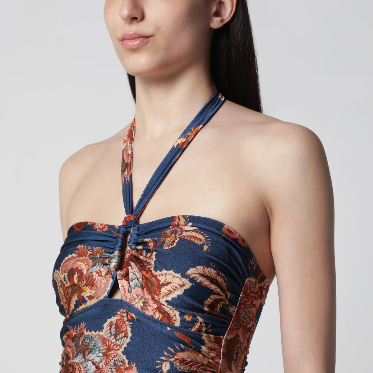 ZIMMERMANN - Aster Navy Jacobean one-piece swimsuit