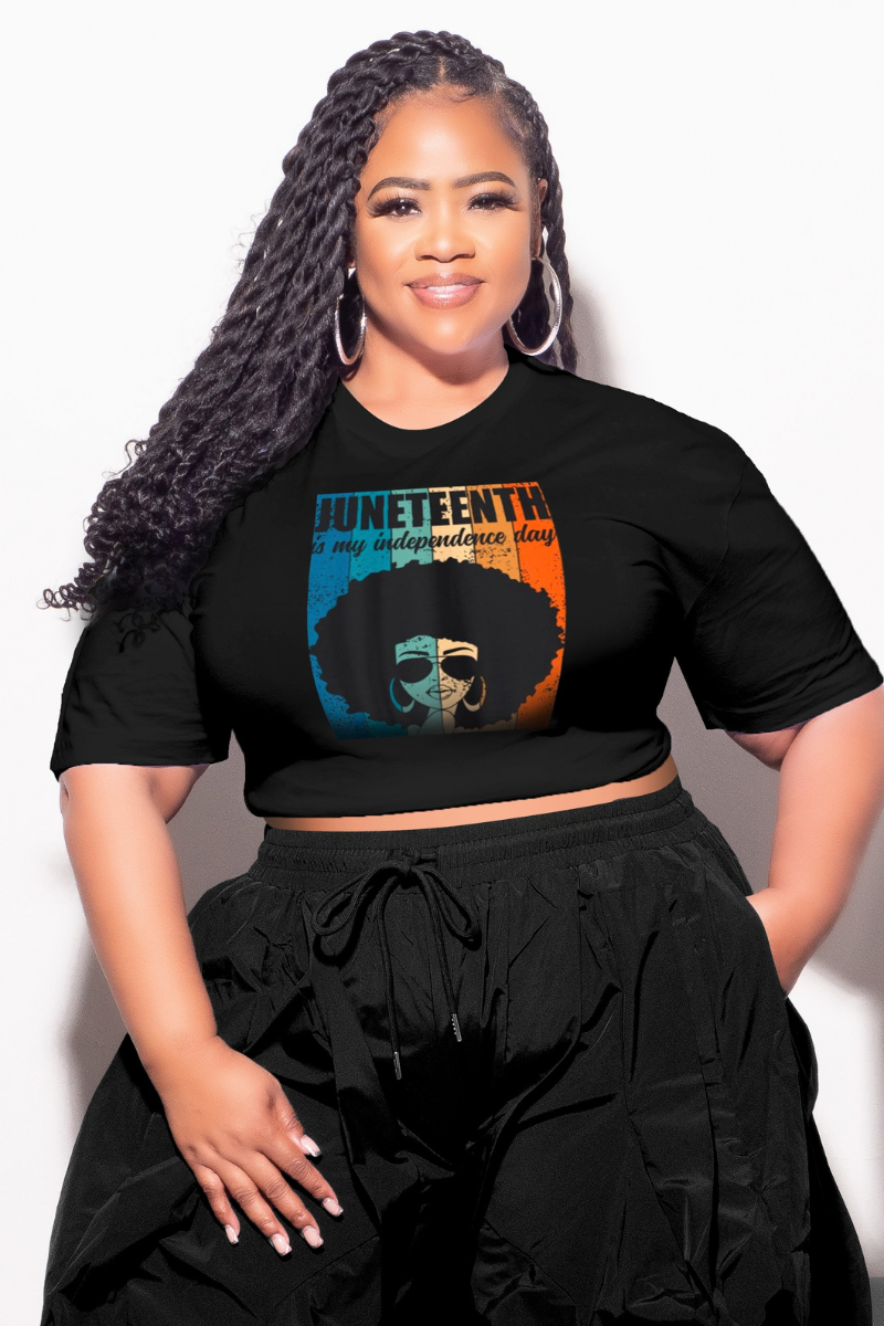 Final Sale Plus Size Oversized Unisex Fit Black T-Shirt Juneteenth Is My Independence Day