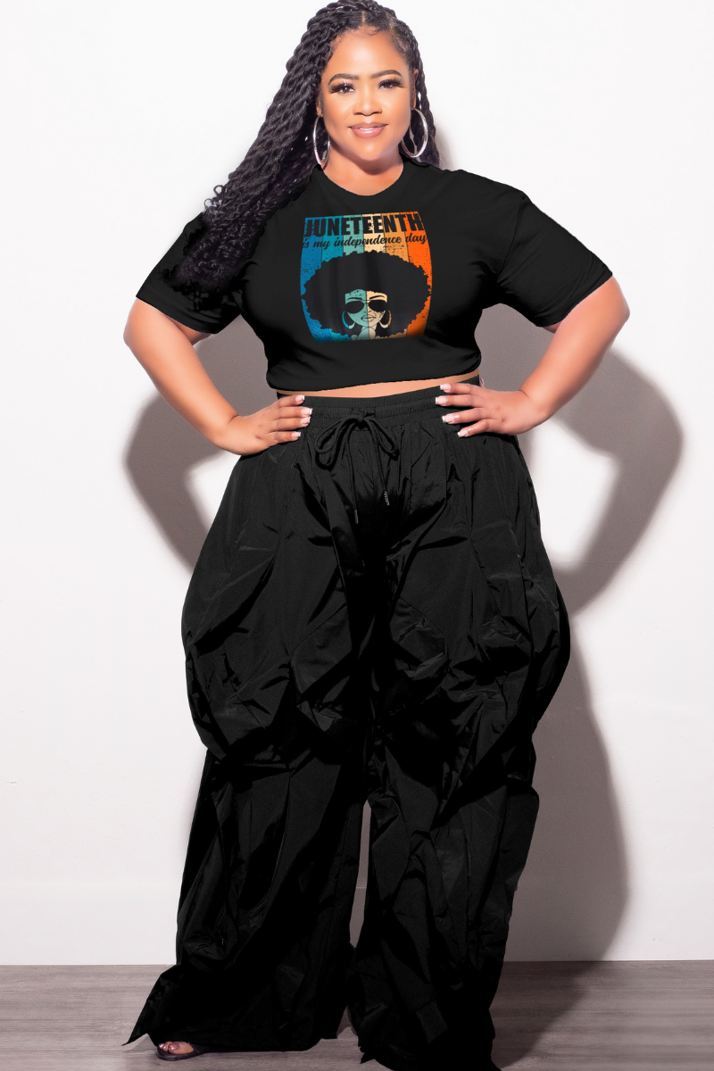 Final Sale Plus Size Oversized Unisex Fit Black T-Shirt Juneteenth Is My Independence Day