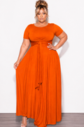 Final Sale Size 2pc Tie Top Maxi Skirt Set in Rust