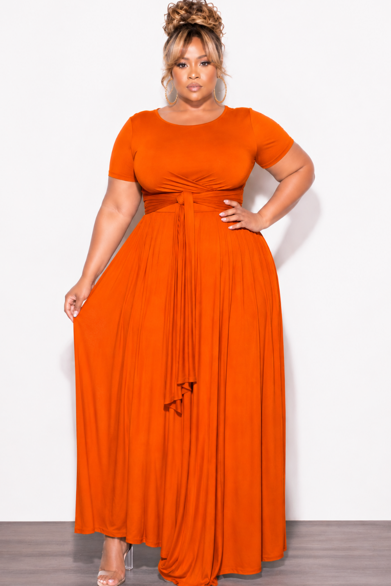 Final Sale Size 2pc Tie Top Maxi Skirt Set in Rust