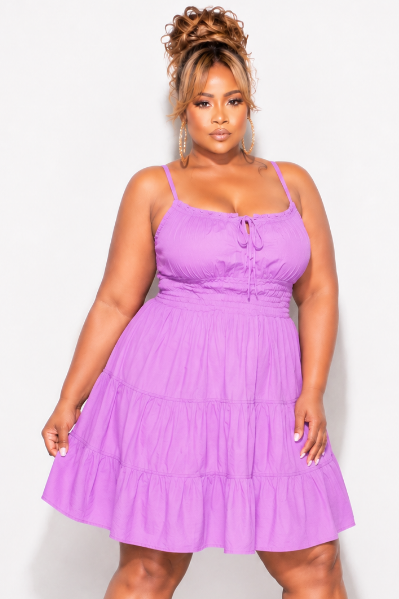 Final Sale Plus Size Sleeveless Baby Doll Dress in Purple Lavender
