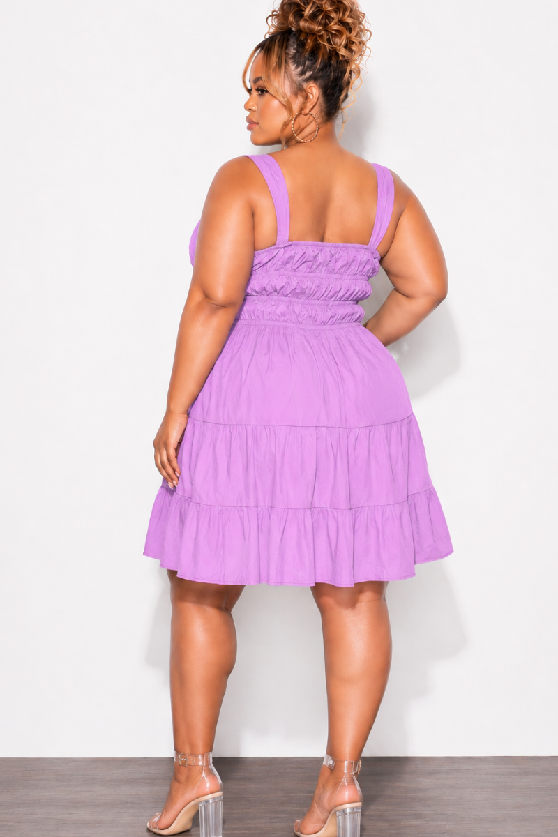 Final Sale Plus Size Sleeveless Baby Doll Dress in Purple Lavender