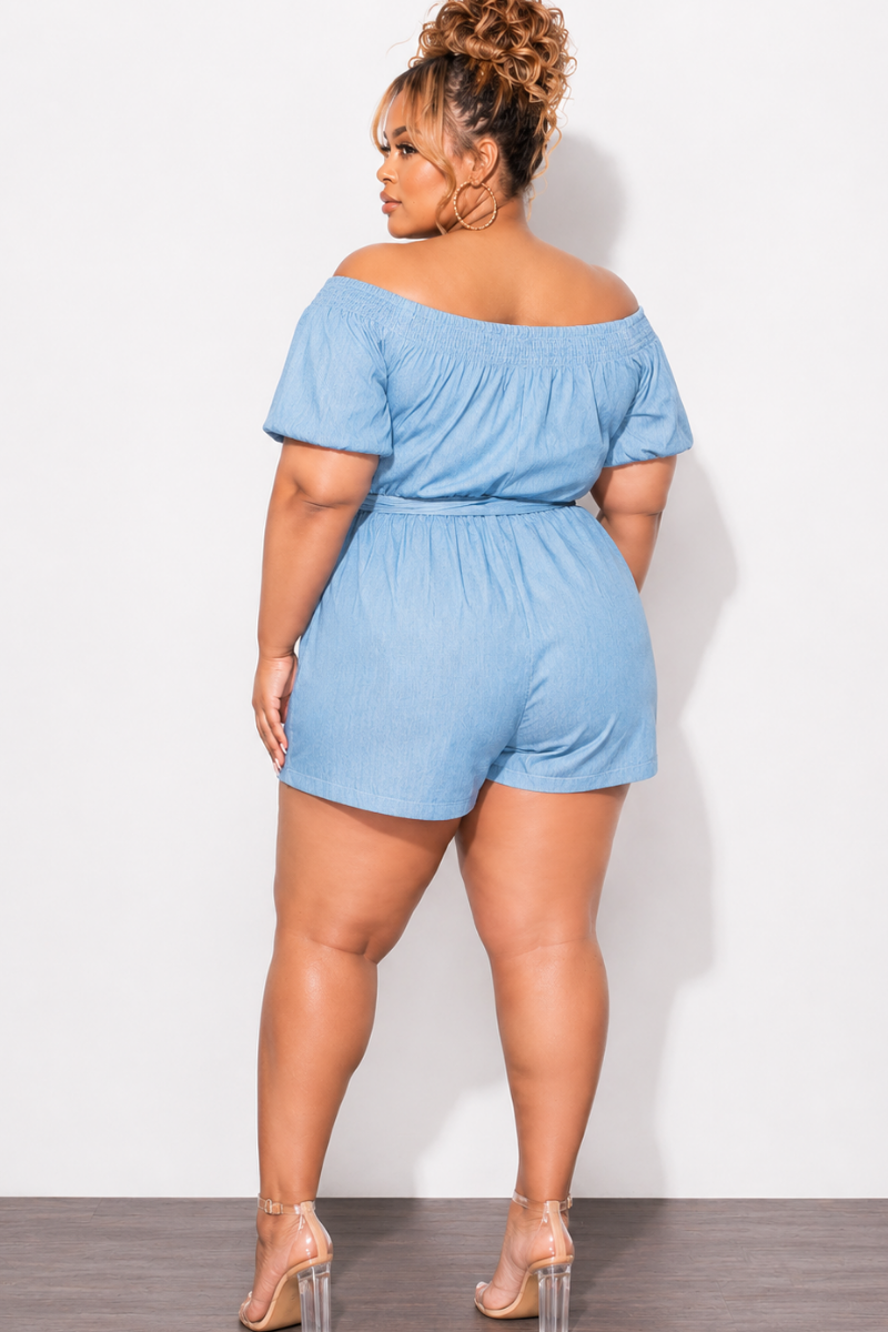Final Sale Plus Size Romper Blue