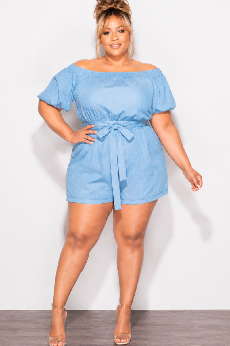 Final Sale Plus Size Romper Blue
