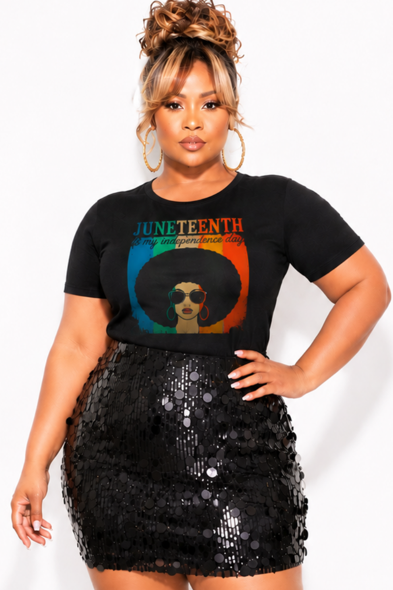 Final Sale Plus Size Oversized Unisex Fit Black T-Shirt Juneteenth Is My Independence Day