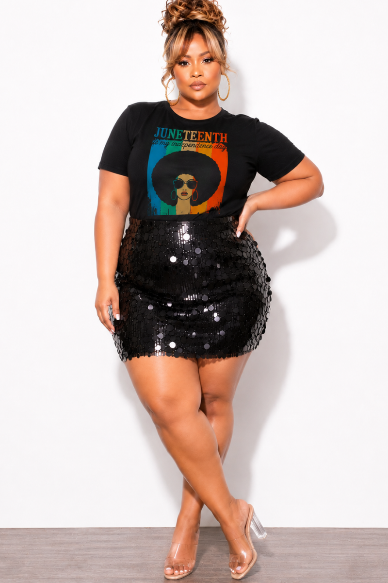 Final Sale Plus Size Oversized Unisex Fit Black T-Shirt Juneteenth Is My Independence Day