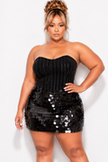 Final Sale Plus Size Sequin Mini Skirt in Black*