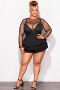 Final Sale Plus Size Ruffle Layered Shorts in Black
