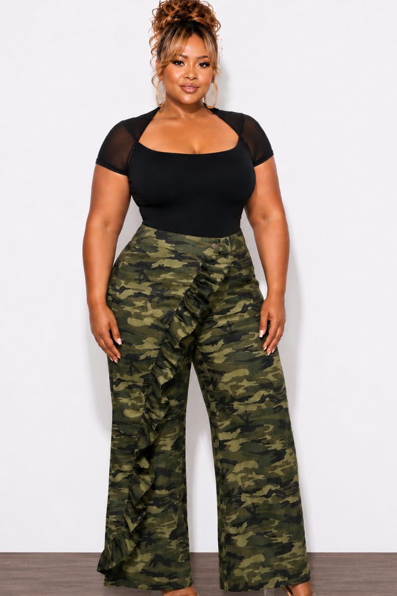 Final Sale Plus Size Overlay Pant In Dark Camouflage Camo