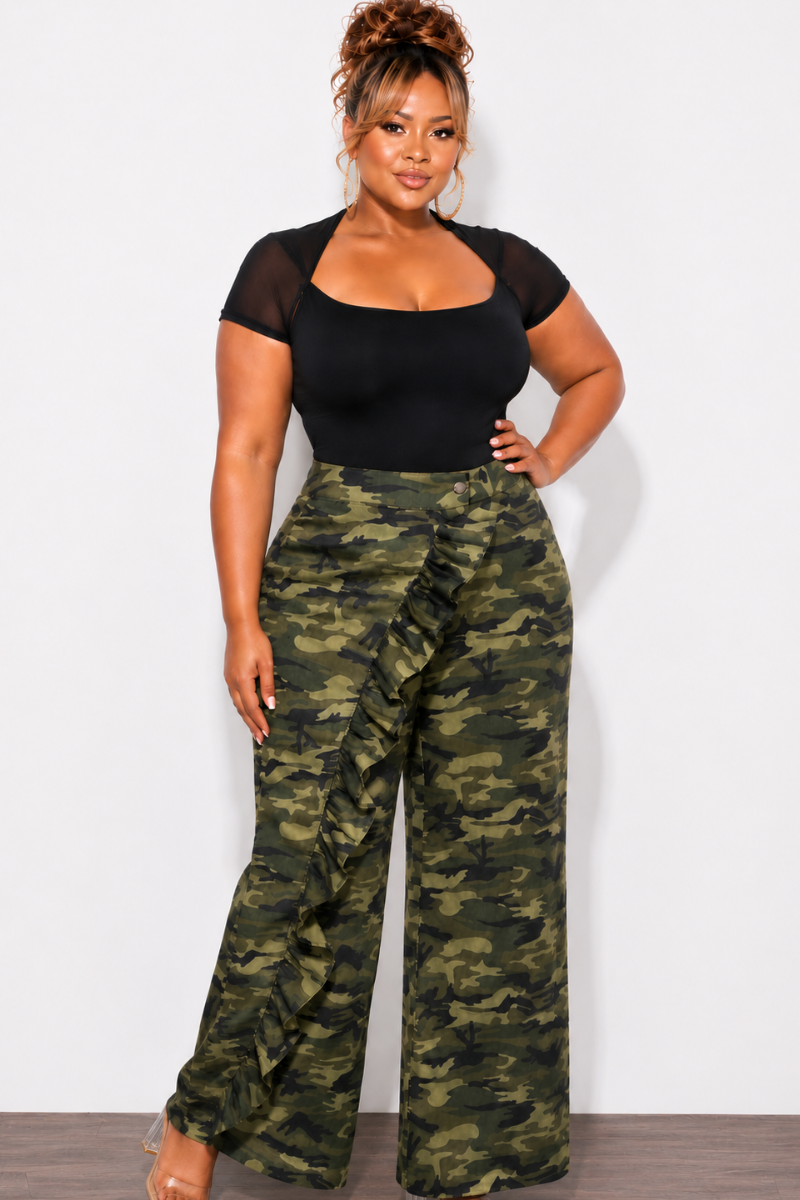 Final Sale Plus Size Overlay Pant In Dark Camouflage Camo