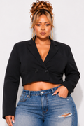 Final Sale Plus Size Crop Blazer in Black