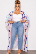 Final Sale Plus Size Caftan in Purple Multi Color Print