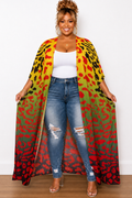 Final Sale Plus Size Caftan in Multi Color Spotted Print - Black Version