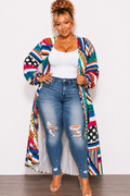 Final Sale Plus Size Polka Dot Caftan in Multi Color Stripe Print