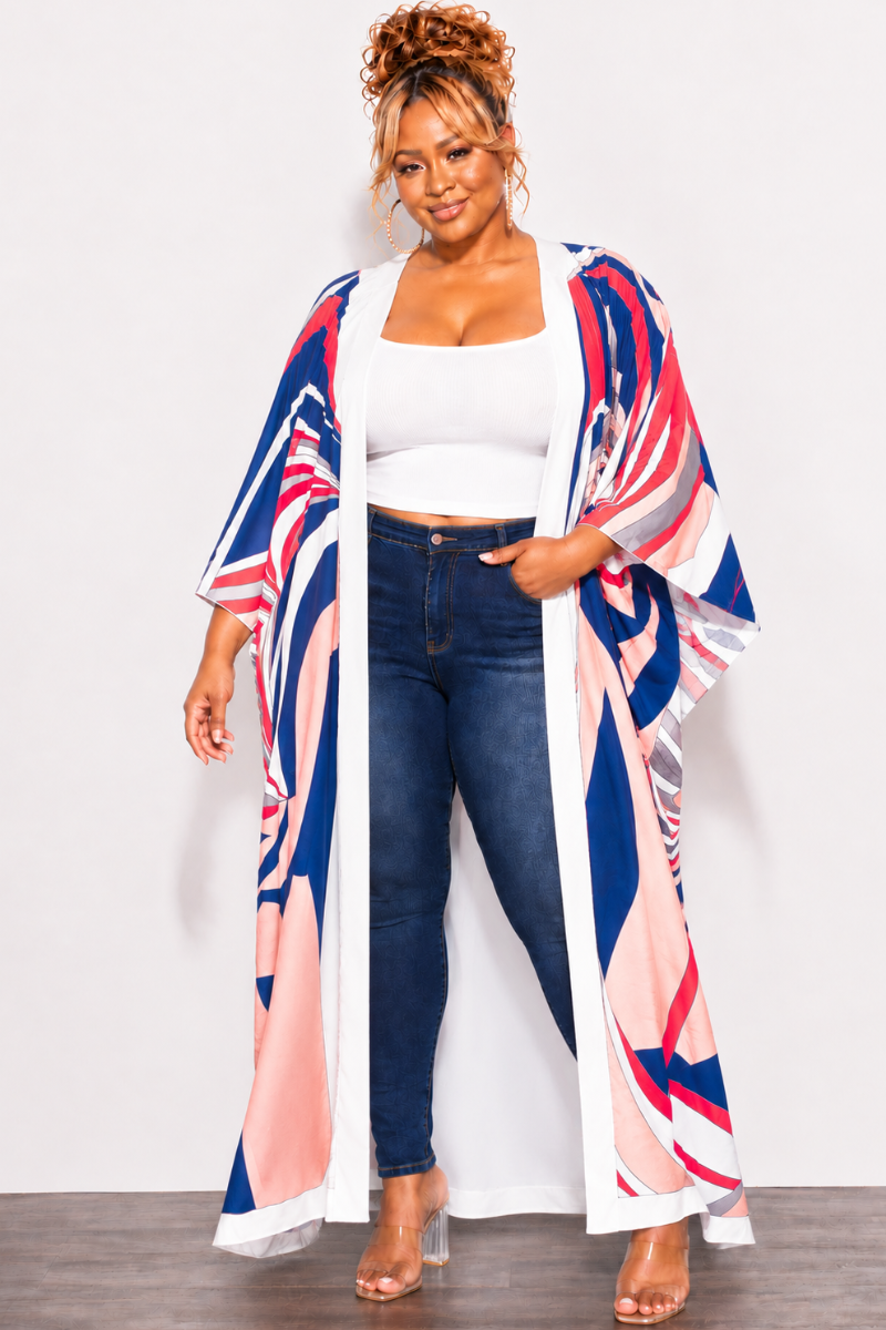 Final Sale Plus Size Caftan in Royal Blue and Fuchsia