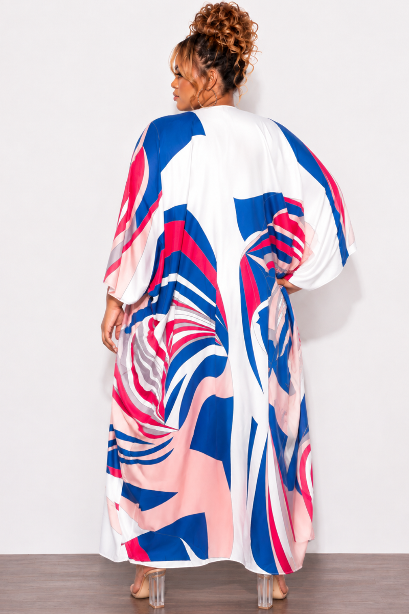 Final Sale Plus Size Caftan in Royal Blue and Fuchsia