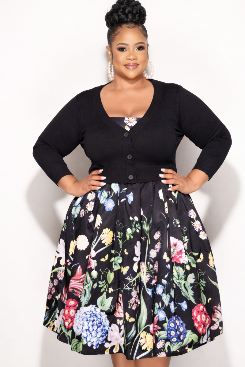 Final Sale Plus Size Crop Cardigan Sweater in Black
