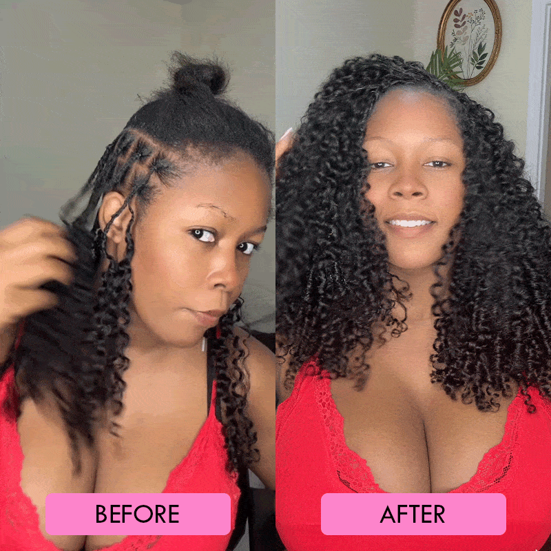 Lite Edition|QVR Burmese Curly Miracle Knots Natural Black Feather Crochet Human Hair|Lightweight Crochet Weave Hair Extension