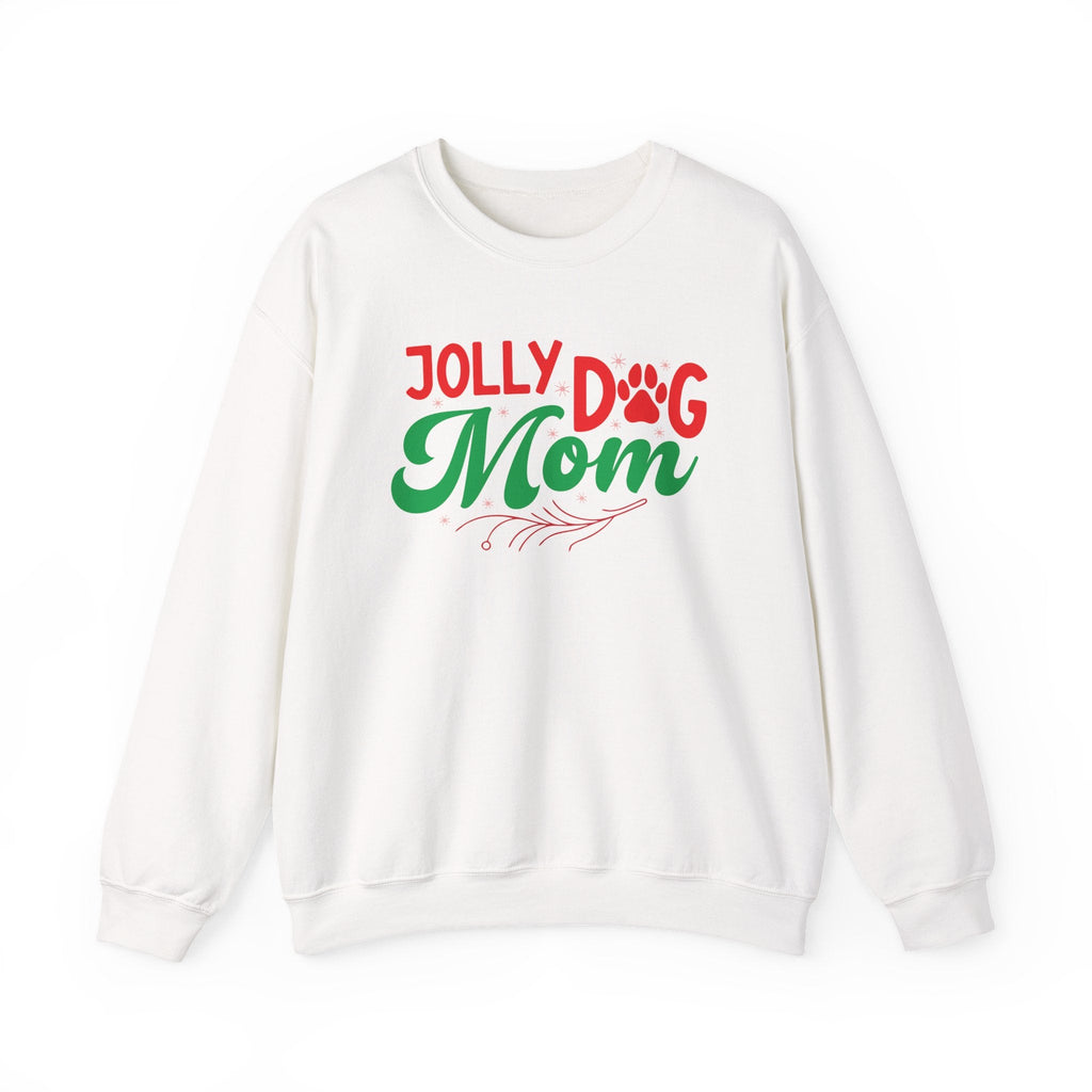 Jolly Dog Mom Crewneck | Christmas Paw Print Holiday Sweatshirt