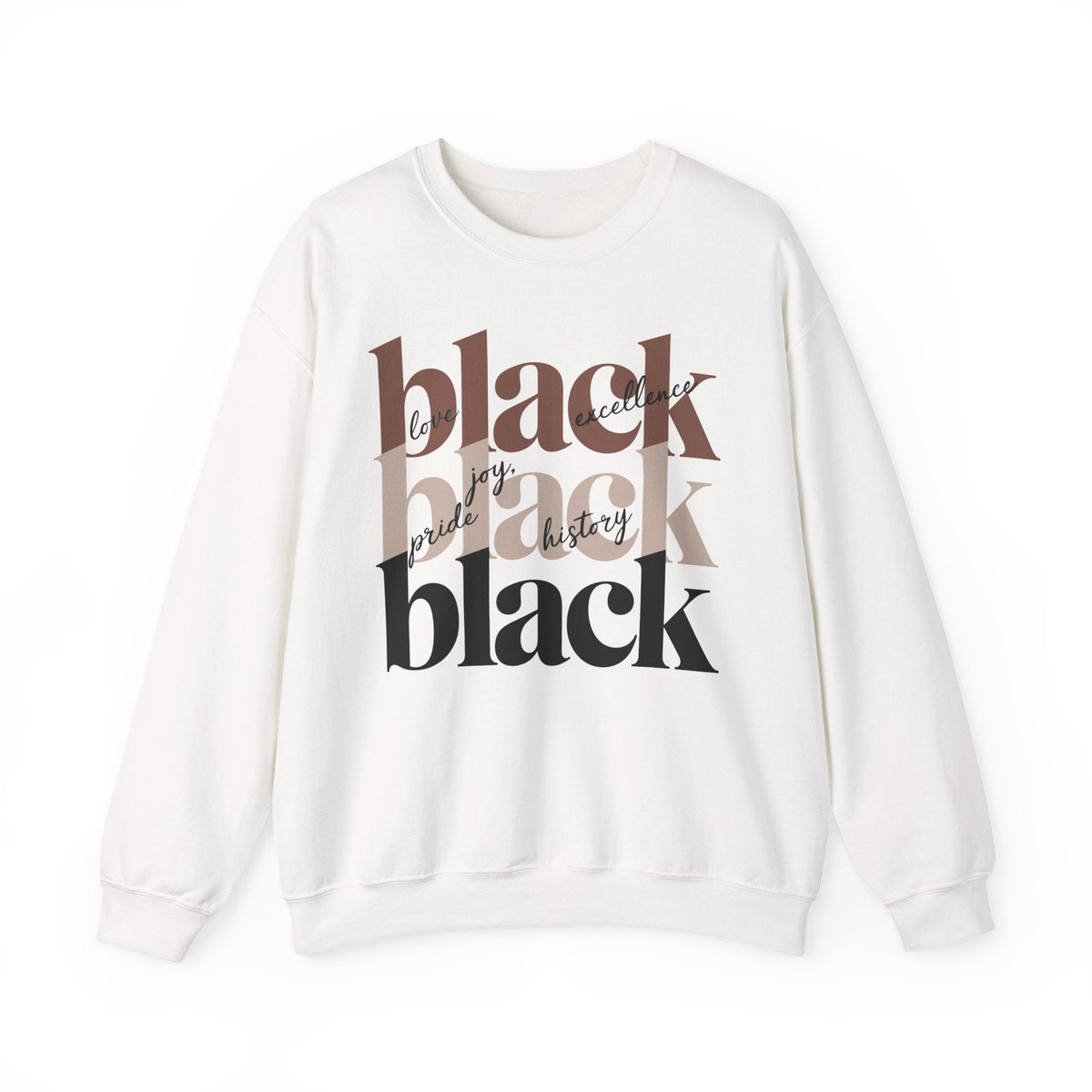 Black Is Beautiful Crewneck Sweatshirt | Bold Stacked Typography Design