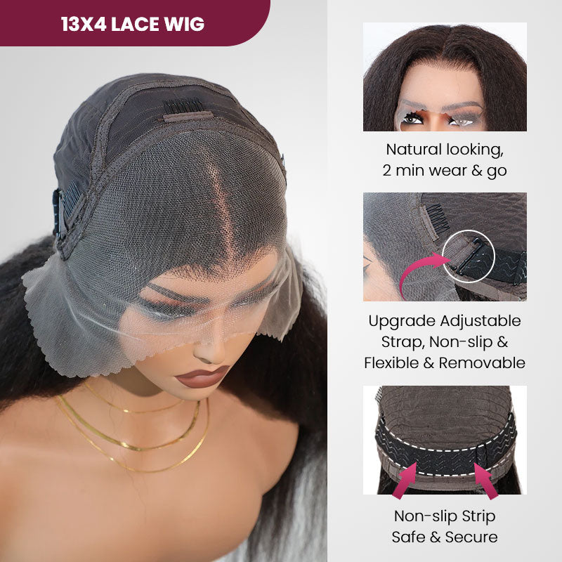 QVR Realistic Curly Edges Glueless High Transparency Lace Front Human Hair Wig