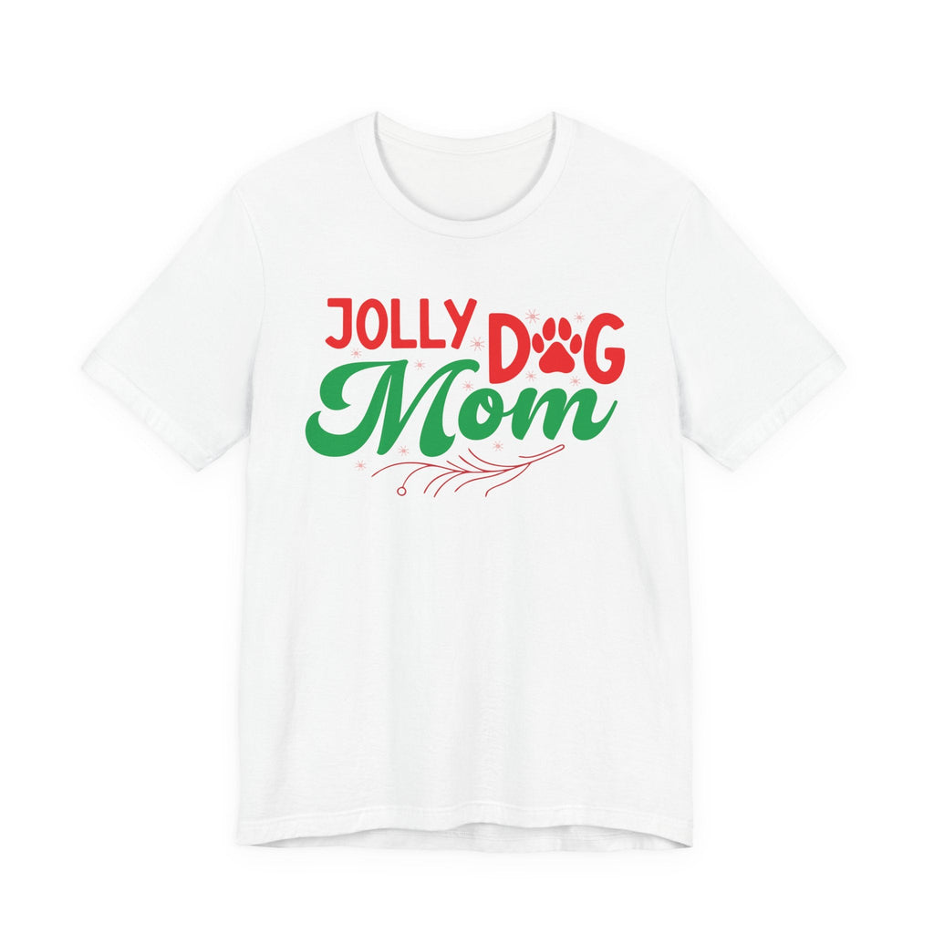 Jolly Dog Mom T-Shirt | Christmas Paw Print Holiday Mom Tee