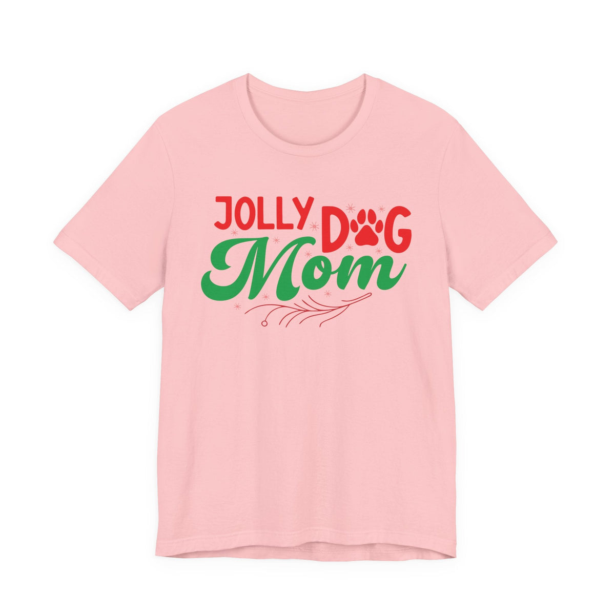 Jolly Dog Mom T-Shirt | Christmas Paw Print Holiday Mom Tee
