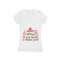 Most likely to ask Santa to define good V-Neck Tee | Christmas typography tee