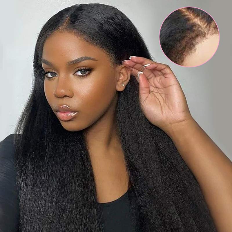 QVR Realistic Curly Edges Glueless High Transparency Lace Front Human Hair Wig