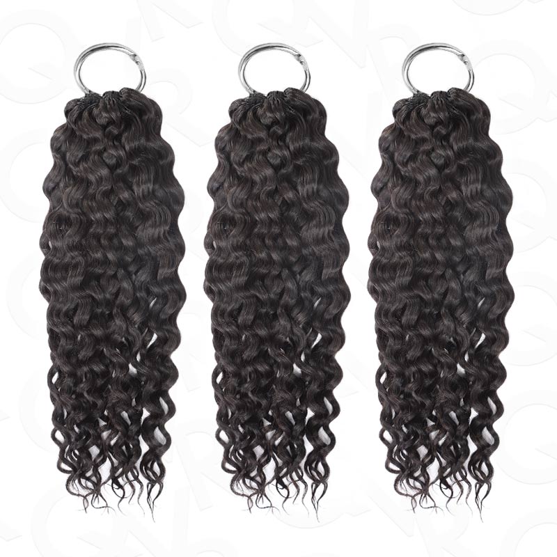 Lite Edition|QVR Water Wave Miracle Knots Natural Black Feather Crochet Human Hair|Lightweight Crochet Weave Hair Extension