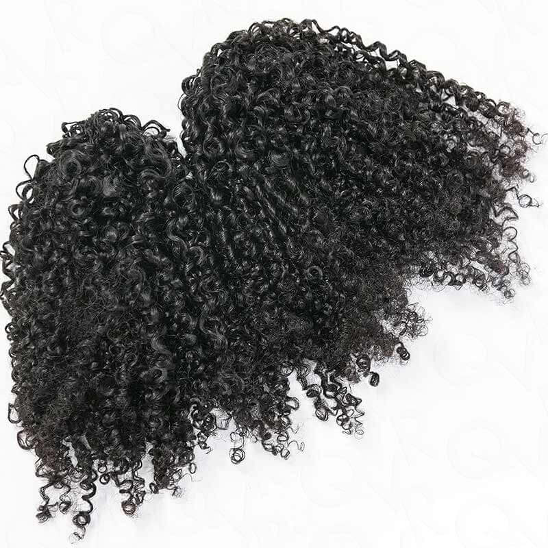 Lite Edition|QVR Burmese Kinky Curly Miracle Knots Natural Black Feather Crochet Human Hair|Lightweight Crochet Weave Hair Extension