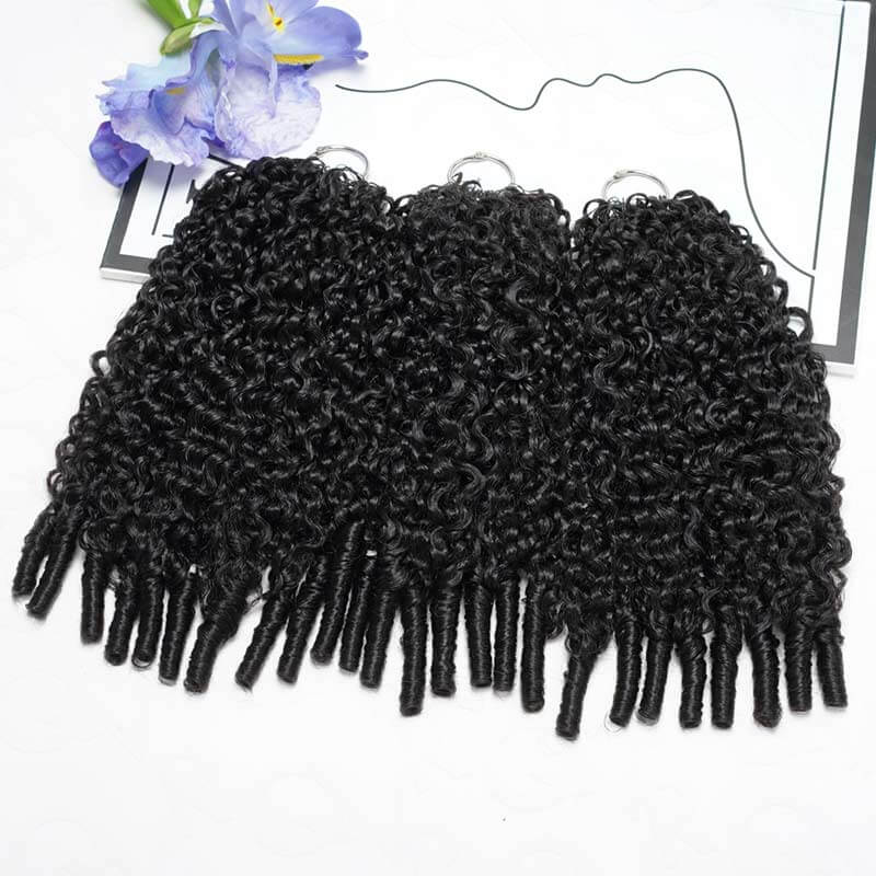 Lite Edition|QVR Burmese Curly Miracle Knots Natural Black Feather Crochet Human Hair|Lightweight Crochet Weave Hair Extension
