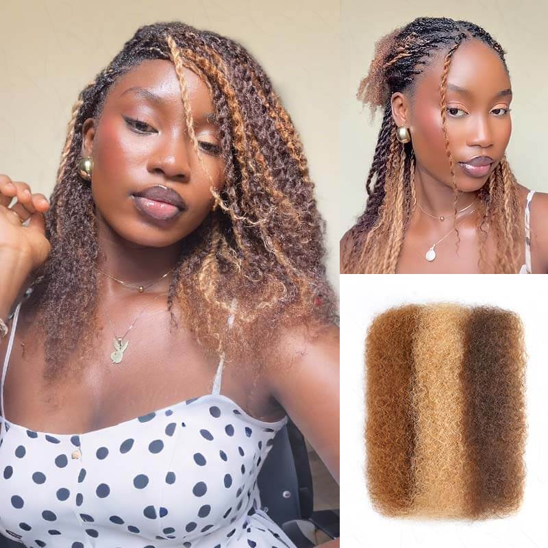 B3G1|Three Colors #4/30/27 Afro kinky Bulk Human Hair