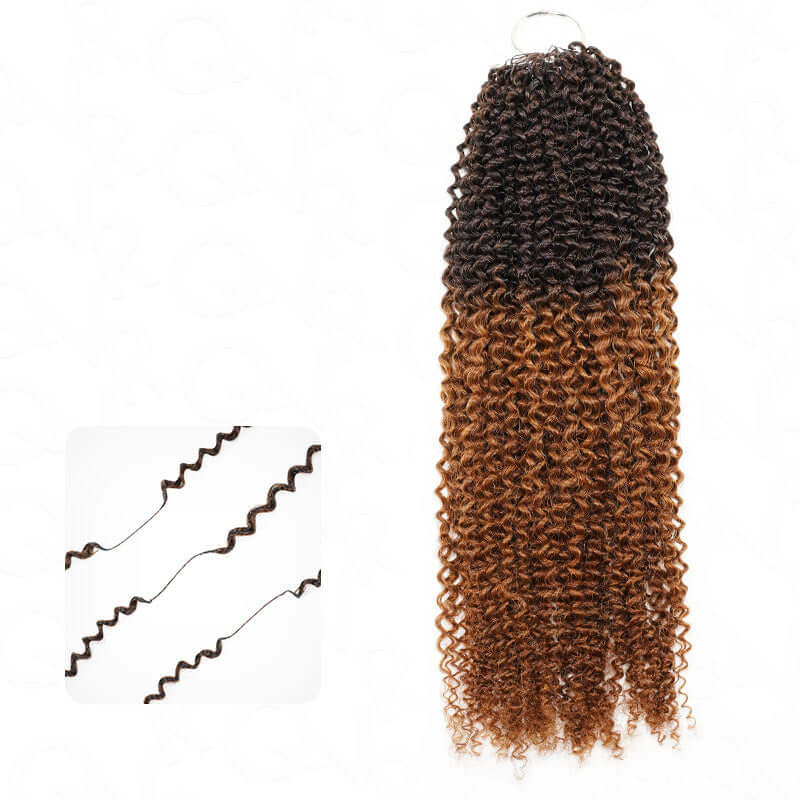 QVR Ombre #T4/30 Curly Human Crochet Hair Machine Made Crochet Wave Hair Extensions