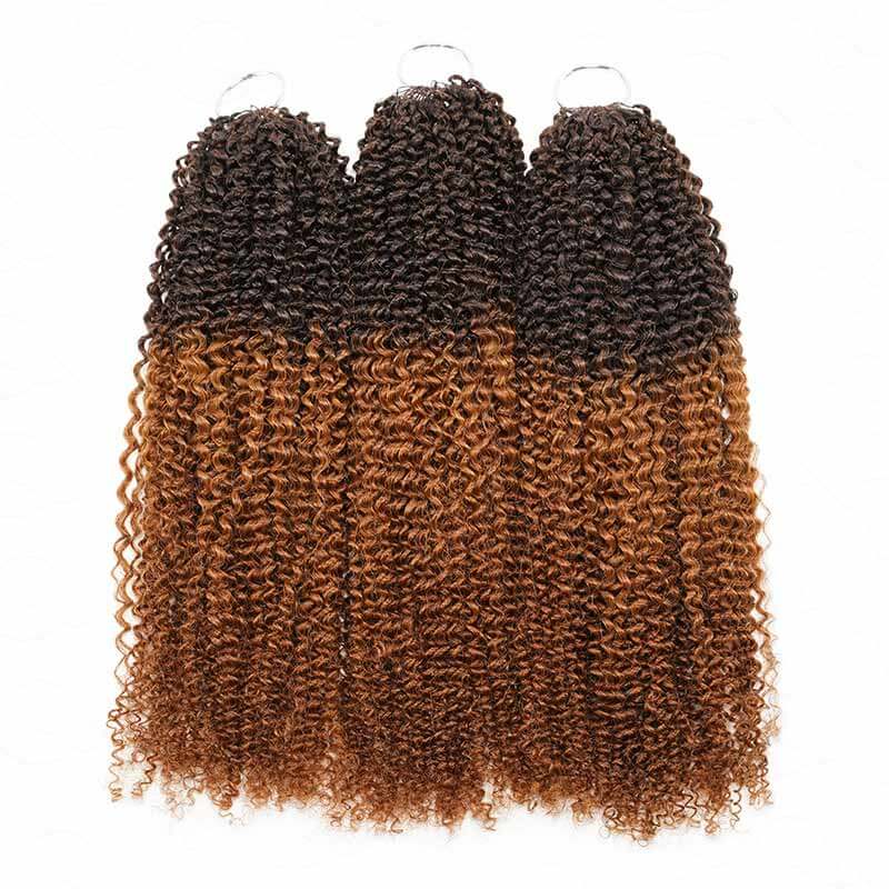 QVR Ombre #T4/30 Curly Human Crochet Hair Machine Made Crochet Wave Hair Extensions