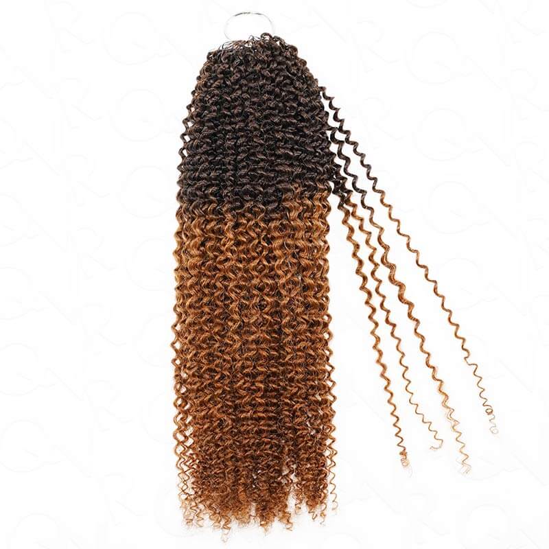QVR Ombre #T4/30 Curly Human Crochet Hair Machine Made Crochet Wave Hair Extensions