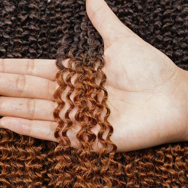 QVR Ombre #T4/30 Curly Human Crochet Hair Machine Made Crochet Wave Hair Extensions