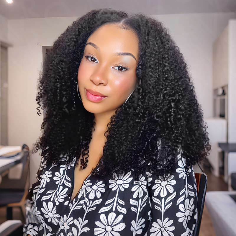 Lite Edition|QVR Burmese Kinky Curly Miracle Knots Natural Black Feather Crochet Human Hair|Lightweight Crochet Weave Hair Extension