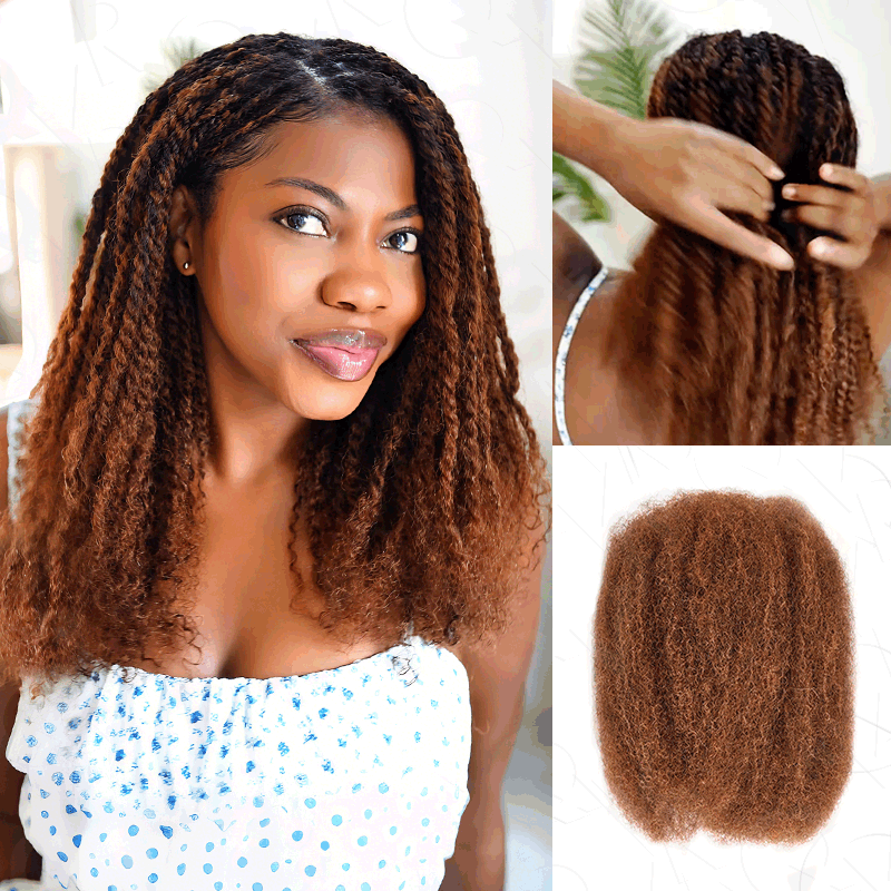 Buy One Get One|QVR Mixed Color #4/30 Afro Kinky Bulk Human Hair