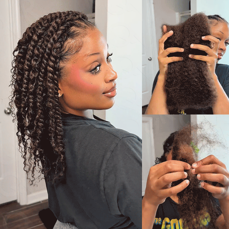 B3G1|Dark Brown Afro kinky Bulk Human Hair