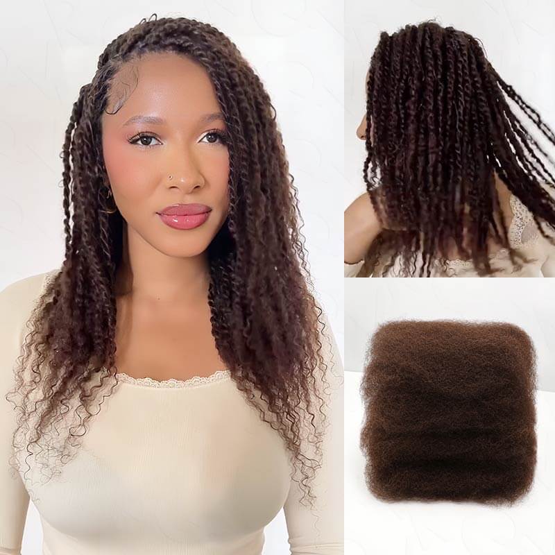 B3G1|Dark Brown Afro kinky Bulk Human Hair
