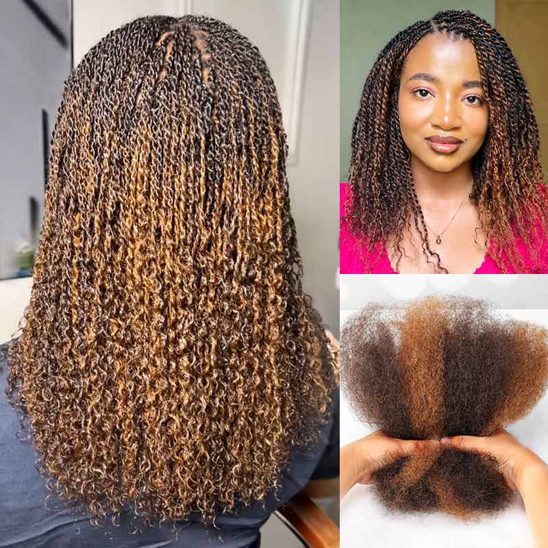 Buy One Get One | QVR Ombre Brown #T1B/30 Afro kinky Bulk Human Hair