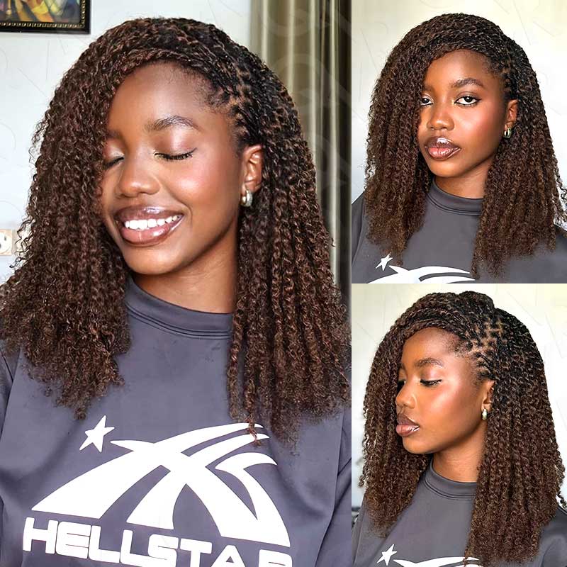 Buy One Get One|QVR Mixed Color #4/30 Afro Kinky Bulk Human Hair