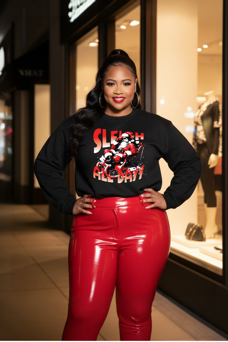 Sleigh All Day Crewneck Sweatshirt | Santa Sleigh Christmas Design