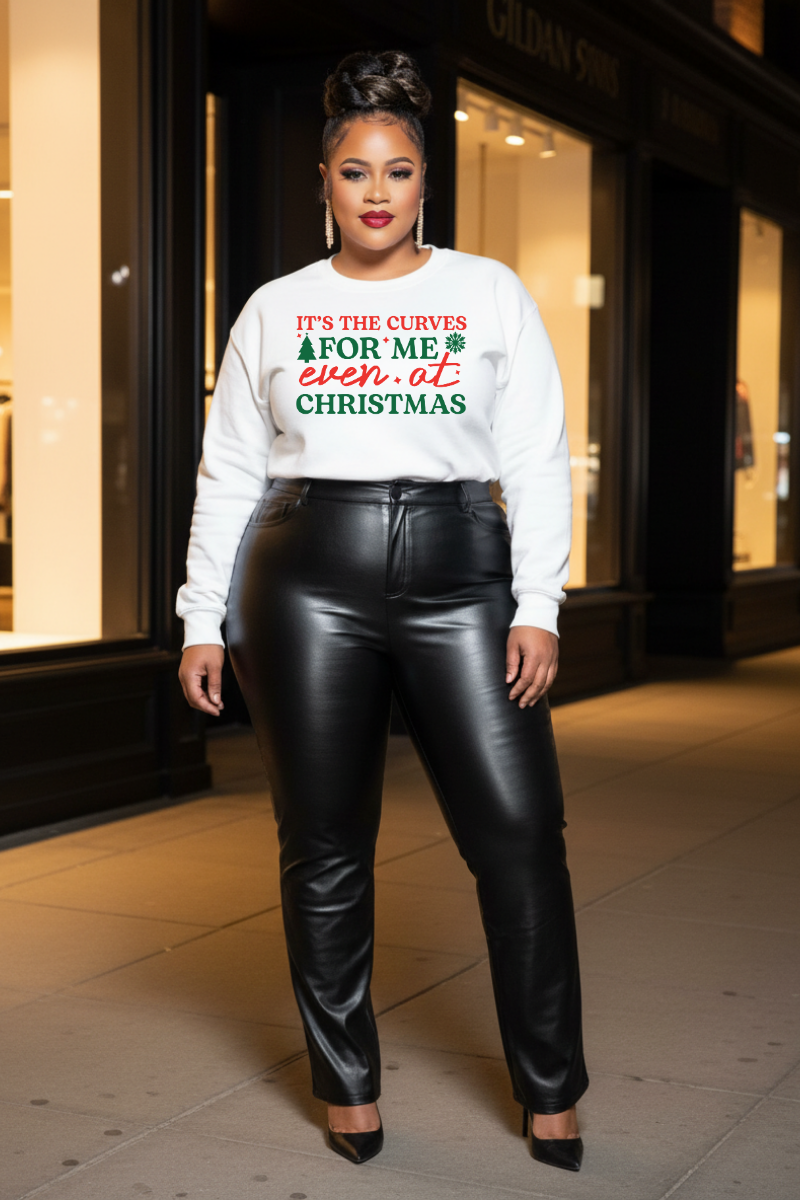 It's the Curves for Me Even at Christmas crewneck sweatshirt | Christmas holiday sweater