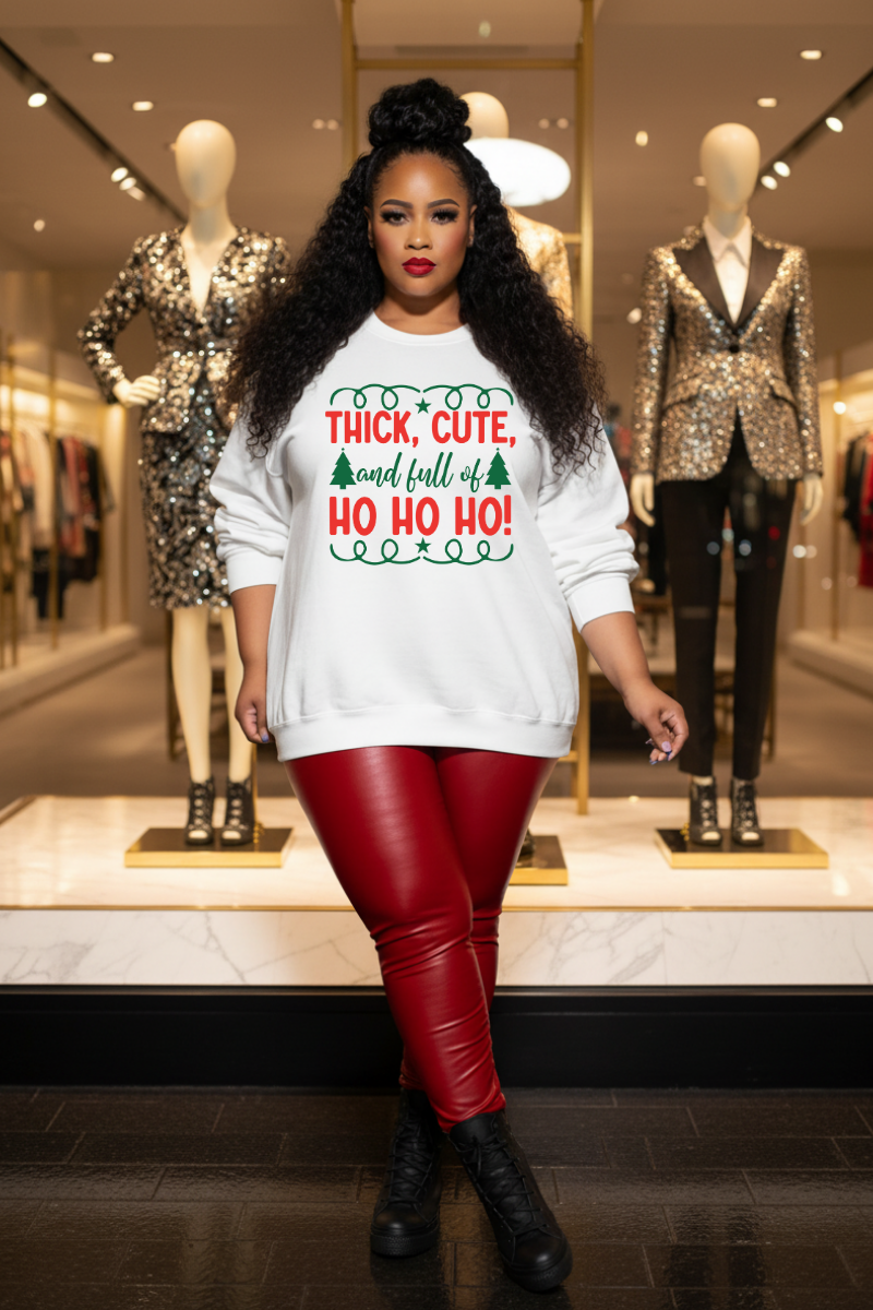 Thick, Cute and Full of Ho Ho Ho Sweatshirt | Christmas Crewneck