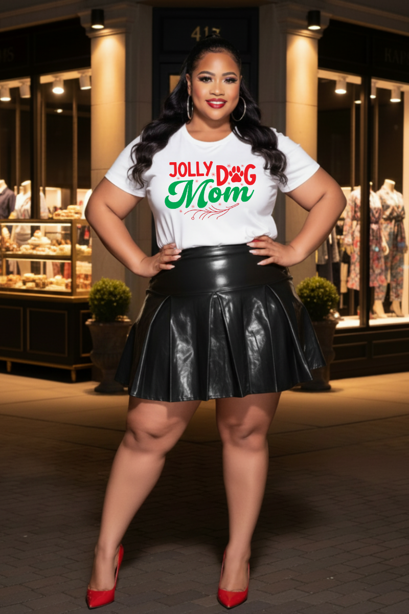 Jolly Dog Mom T-Shirt | Christmas Paw Print Holiday Mom Tee