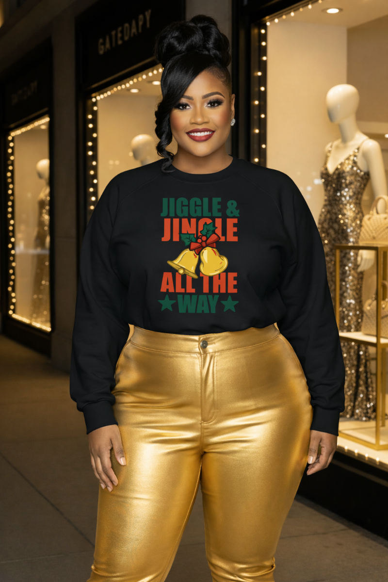 Jiggle & Jingle All The Way Crewneck | Christmas Bell Holiday Sweatshirt
